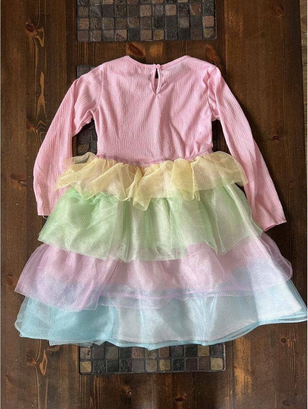 Vintage H&M Pastel Rainbow Tulle Princess Dress Fairycore Girls Size 5T–6 🦄 - Picture 3 of 6